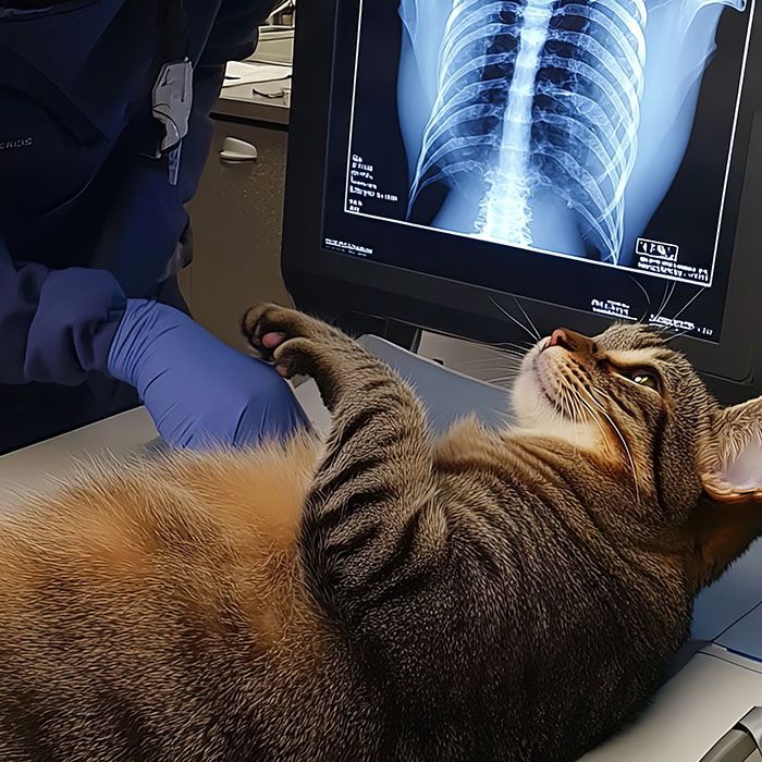 cat x-ray examination veterinary clinic